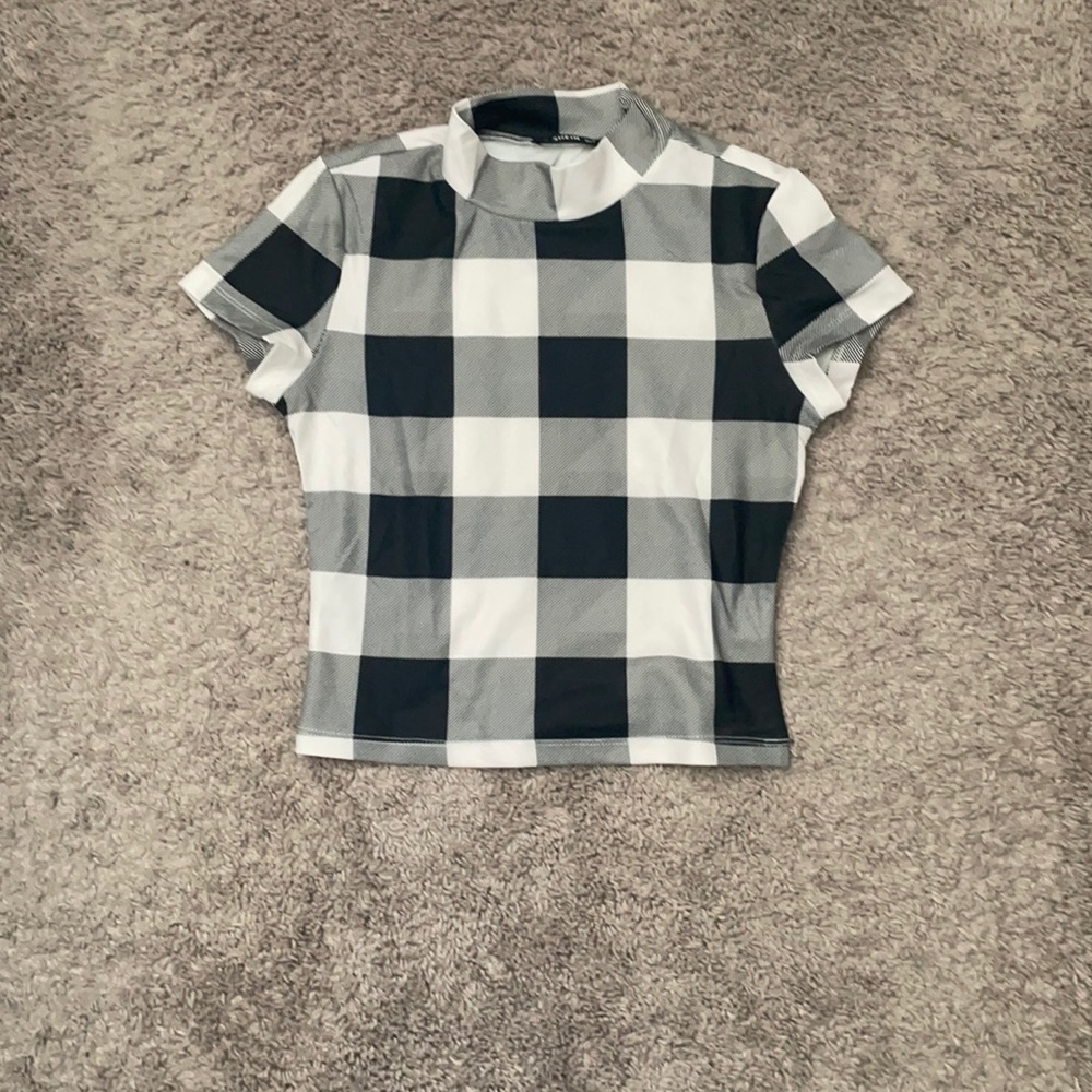 SHEIN plaid mock neck